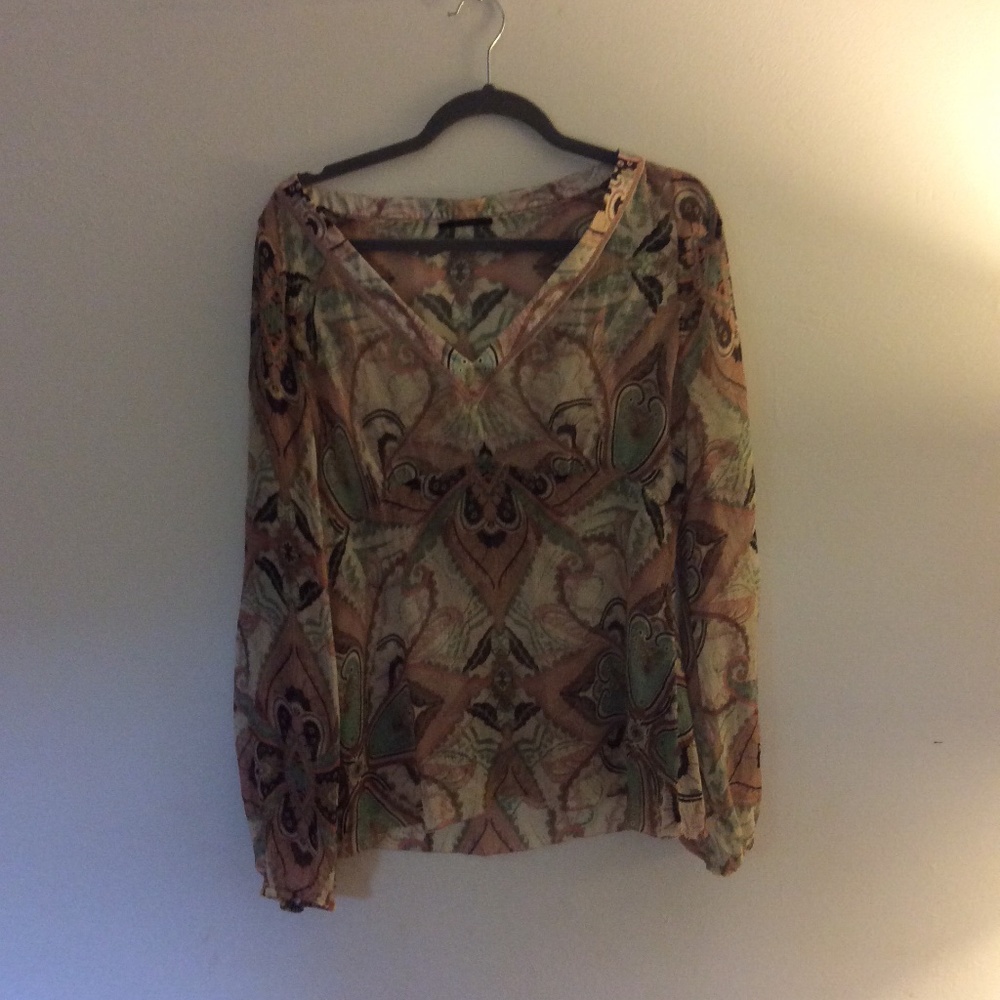Elie Tahari silk top large  in mauve and brown